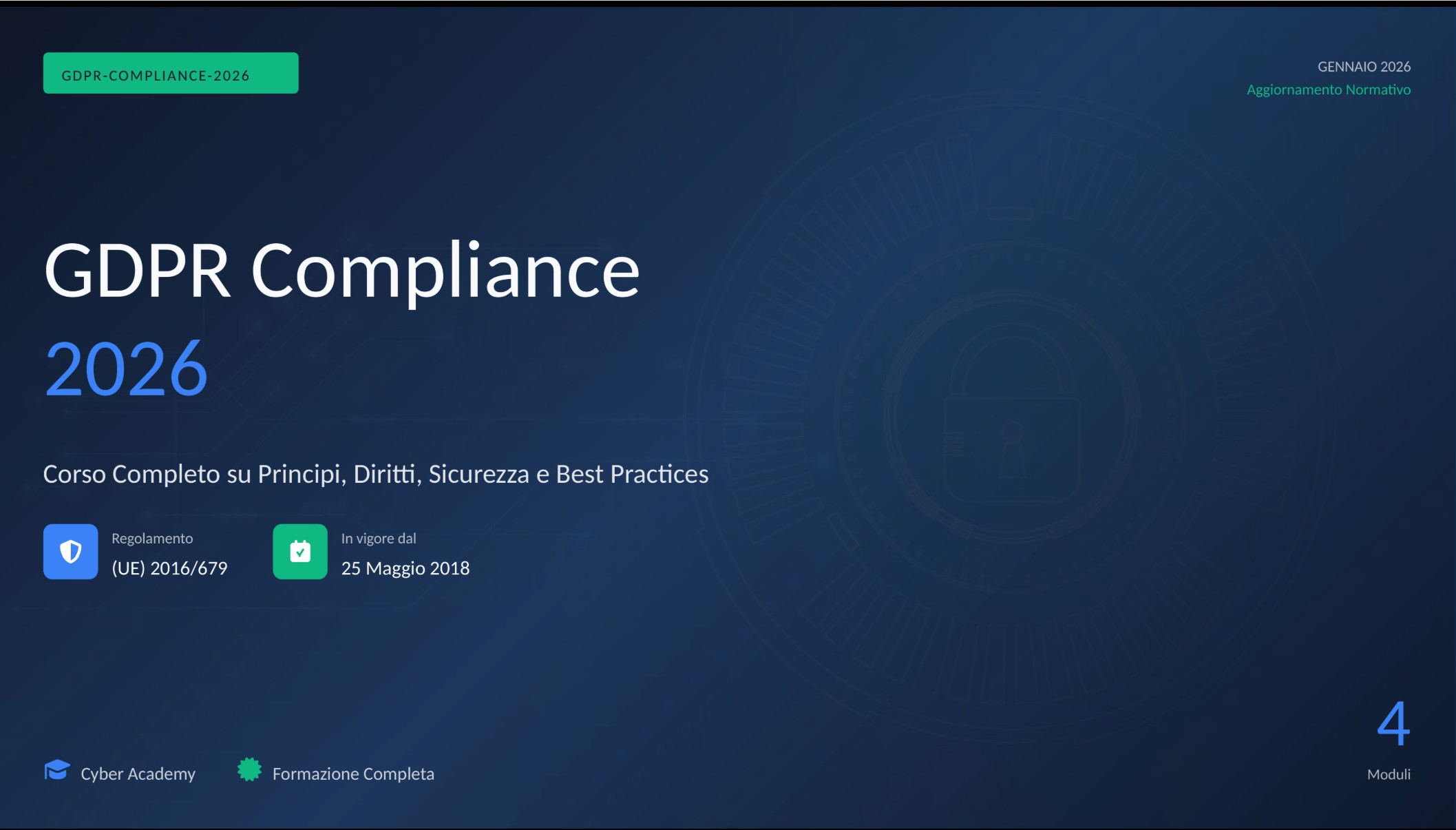 Esempio reale di slide del percorso compliance